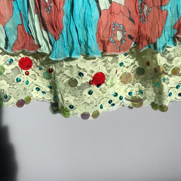 Lapis Silk Skirt with Separate Sequinned Slip SZXL - Picture 2 of 8